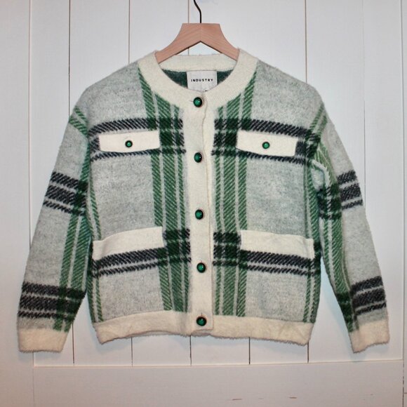Cardigan - Fuzzy Plaid • XS • Cottagecore / Cozy / Grandpacore - Picture 2 of 8